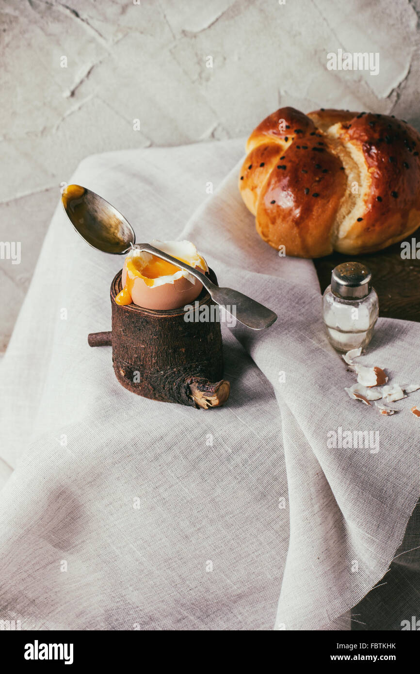 Breakfast with egg and bread Stock Photo - Alamy