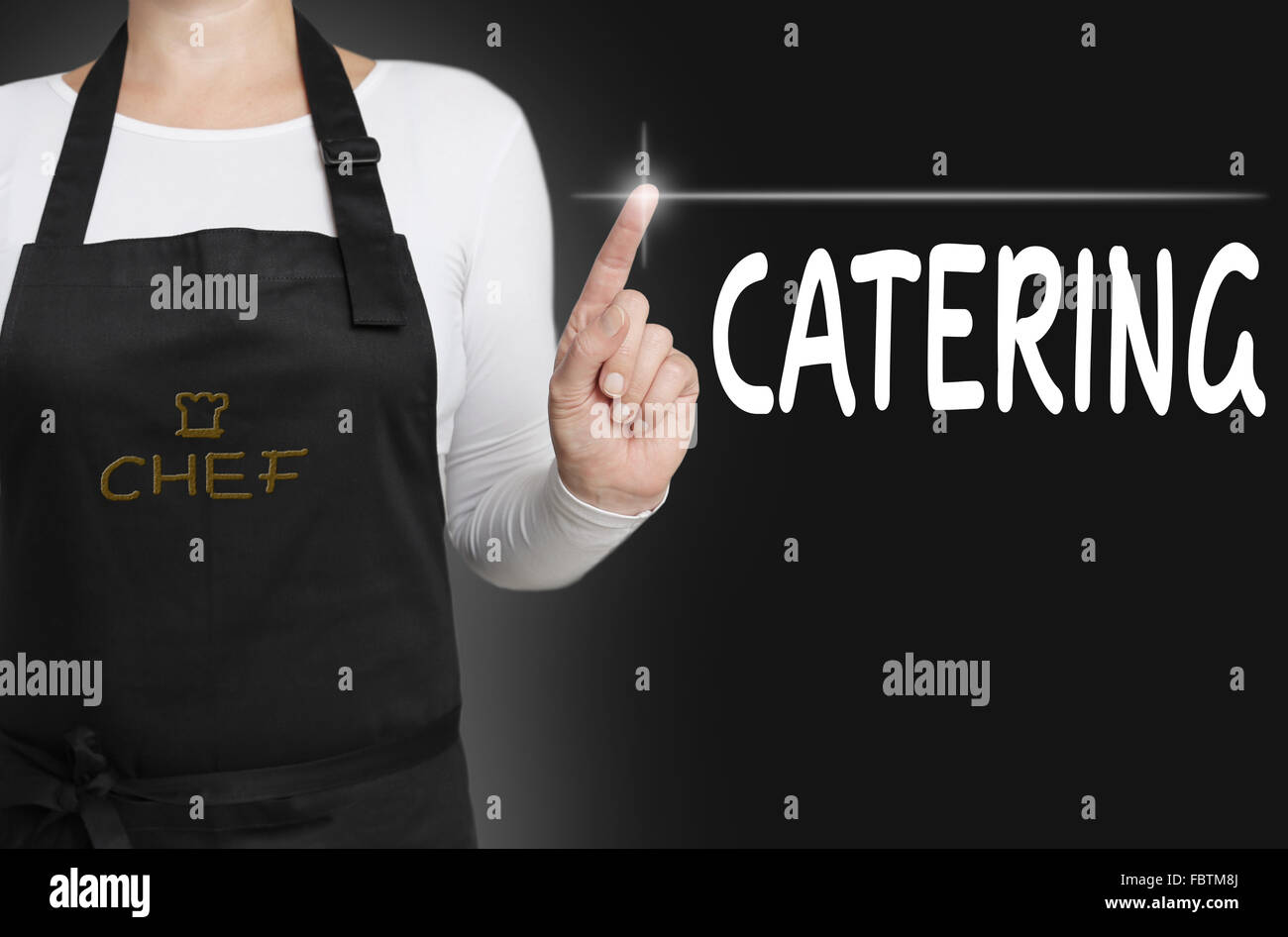 catering touchscreen is operated by chef concept. Stock Photo