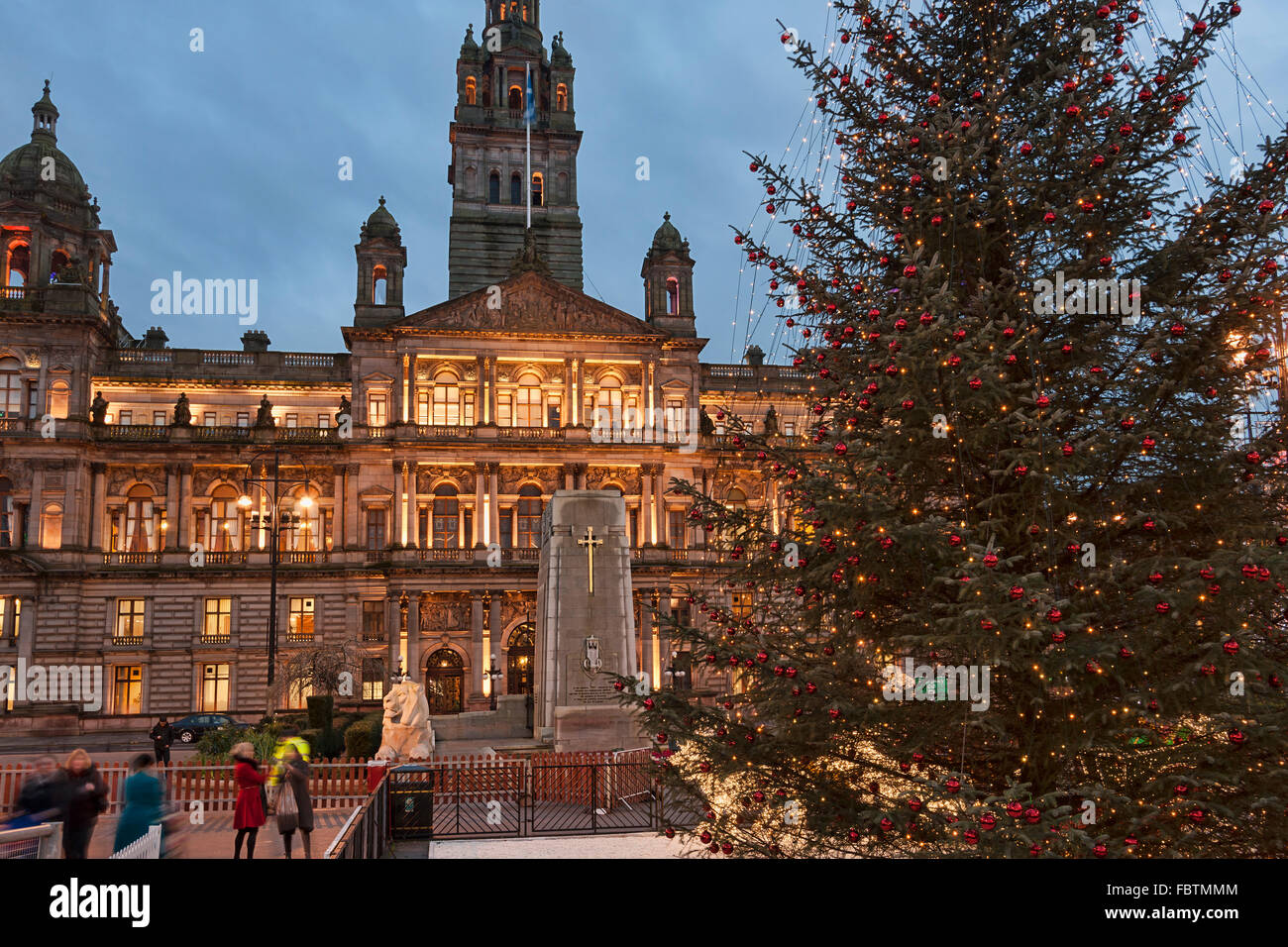 Square Glasgow, City Chambers, Christmas lights and decorations