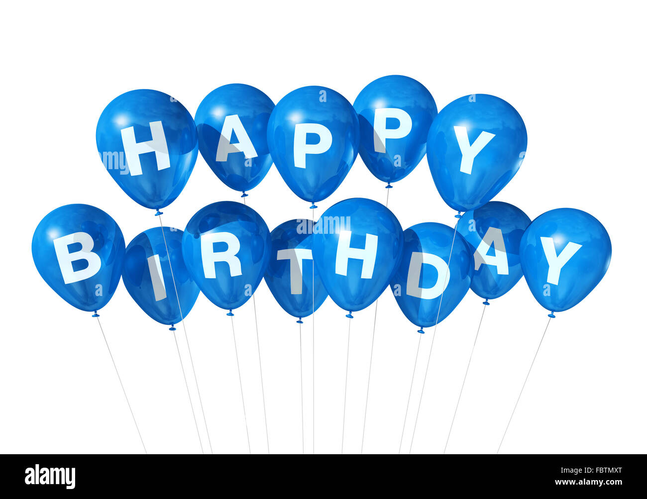 3d blue happy birthday balloons Cut Out Stock Images & Pictures - Alamy