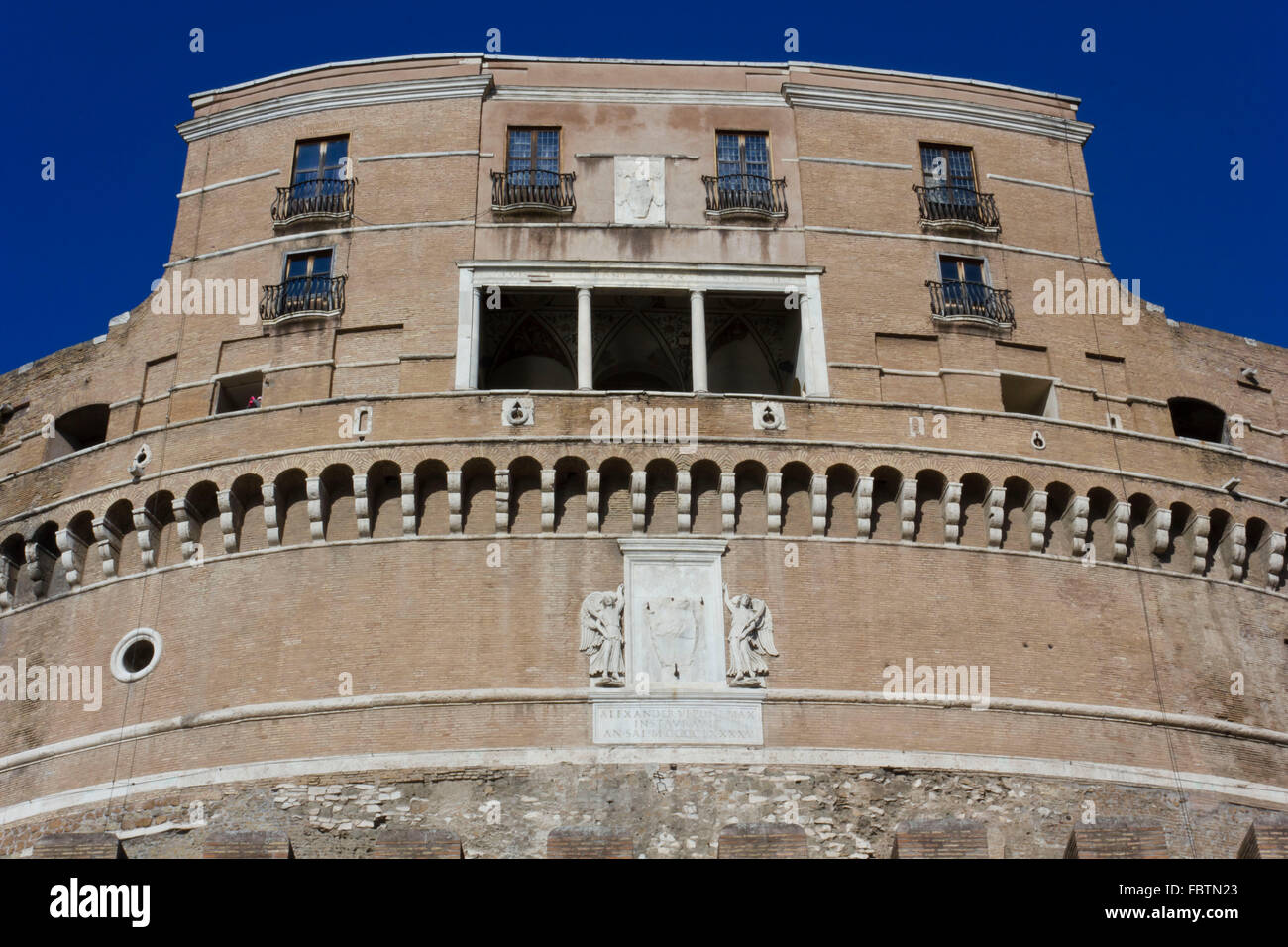 Castle Complicated Rome ROME, ITALY - DECEMBER 31 2014: Architectural close up of Castel Sant ...