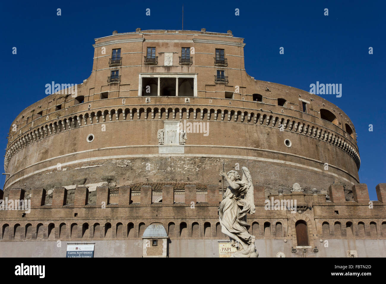 ROME, ITALY - DECEMBER 31 2014: Architectural close up of Castel Sant ...