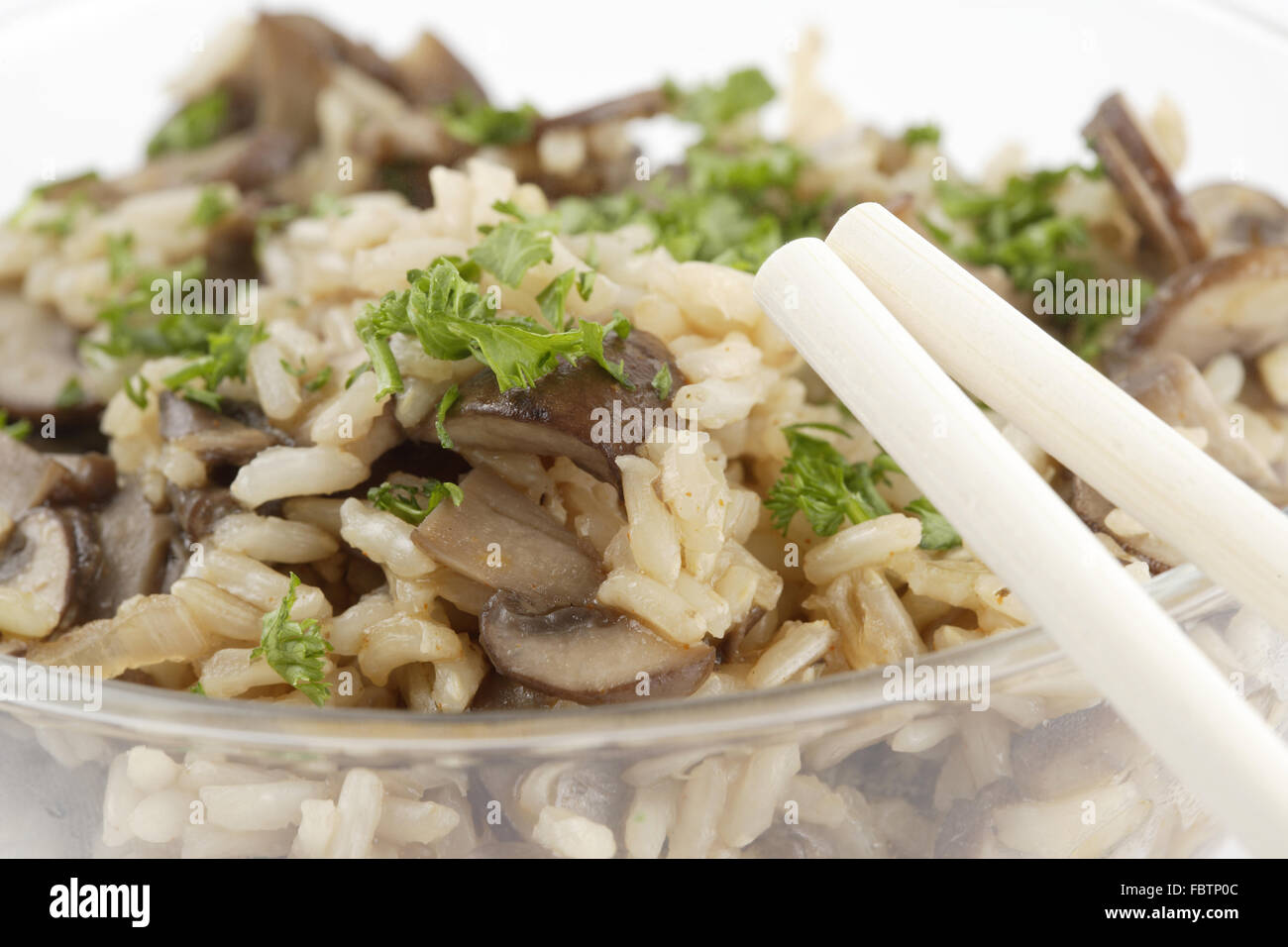 rice, fungi, mushrooms Stock Photo