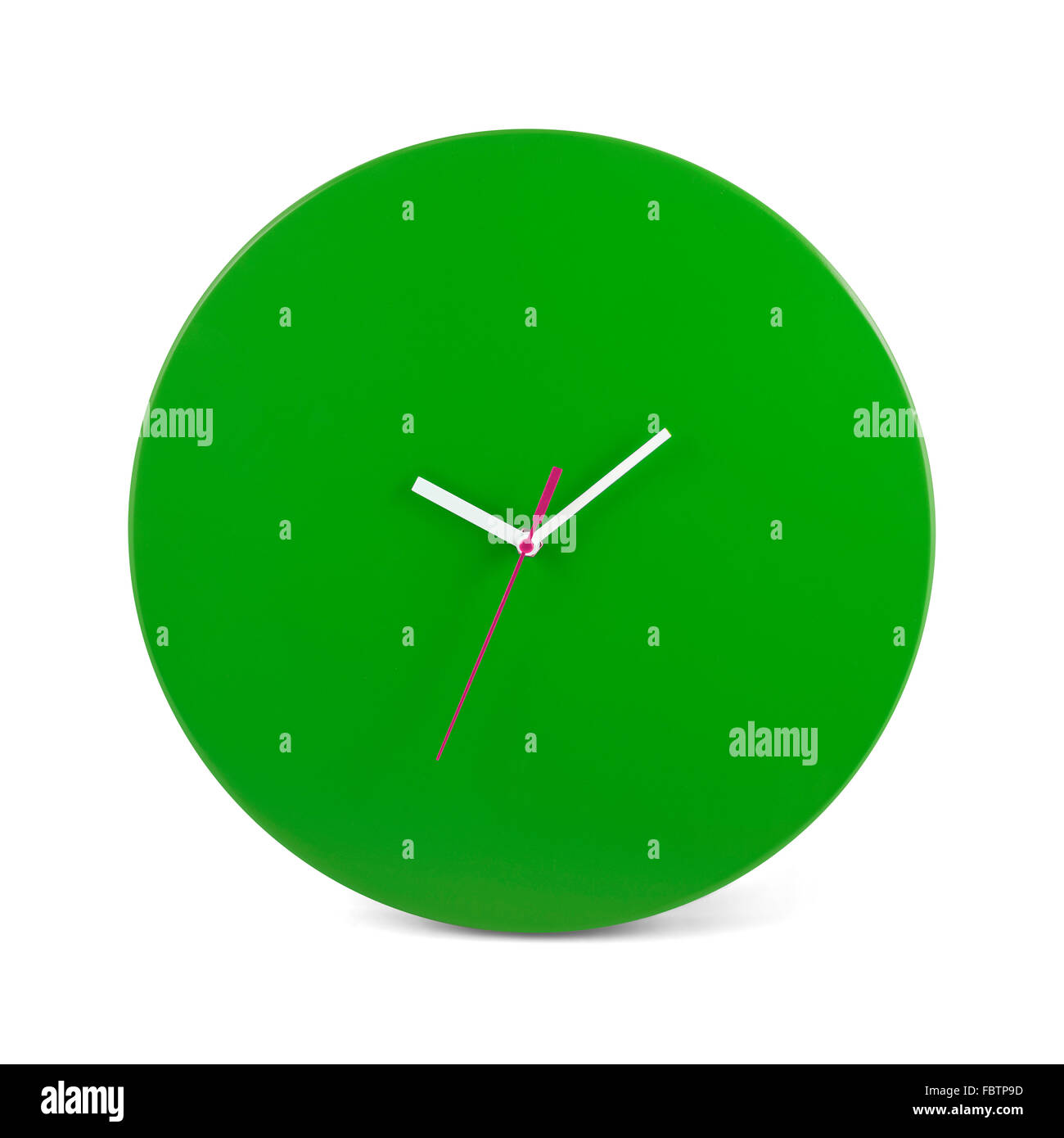 Green simple round wall clock - watch isolated on white background Stock  Photo - Alamy