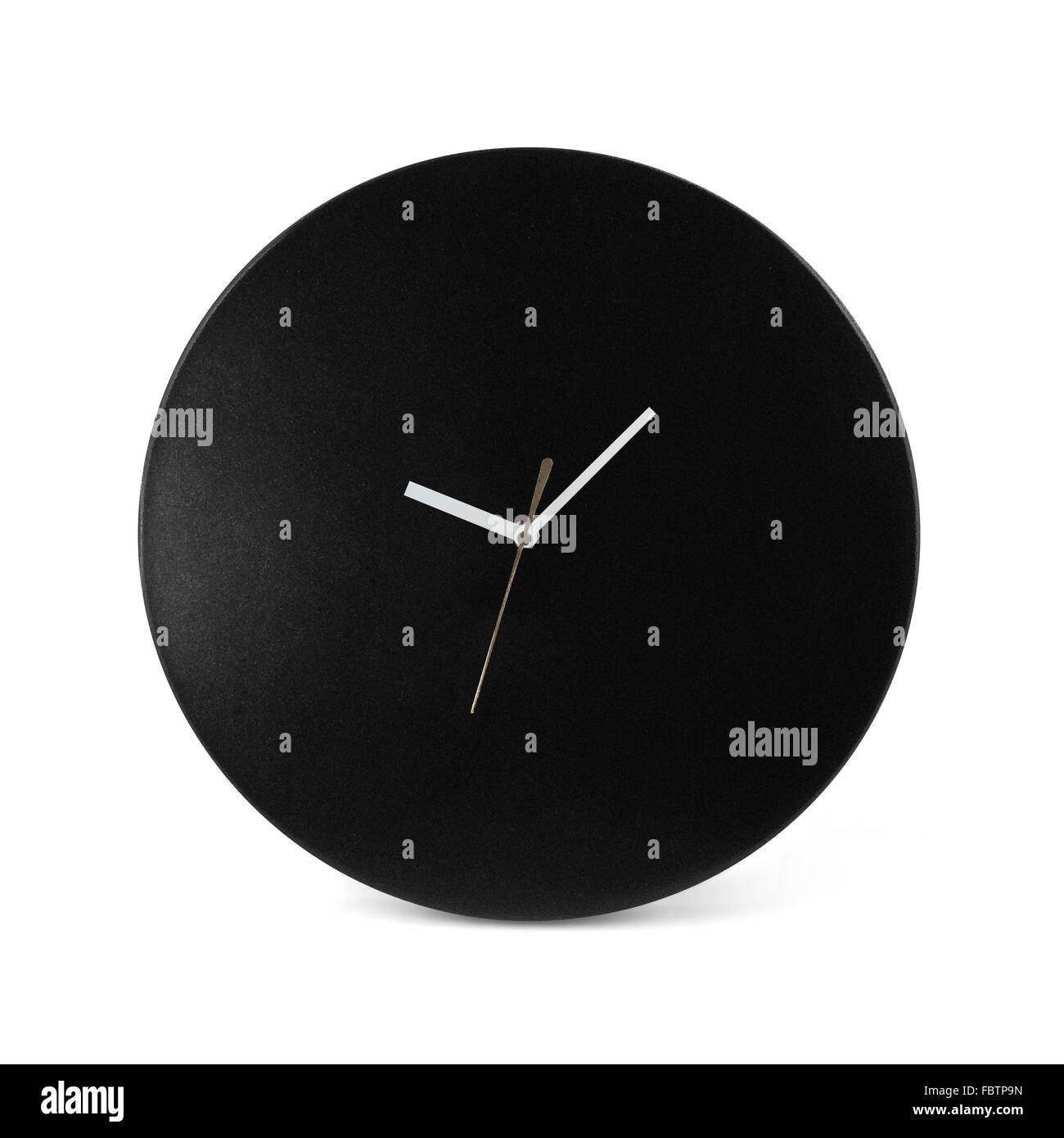 Black simple round wall clock - watch isolated on white background ...