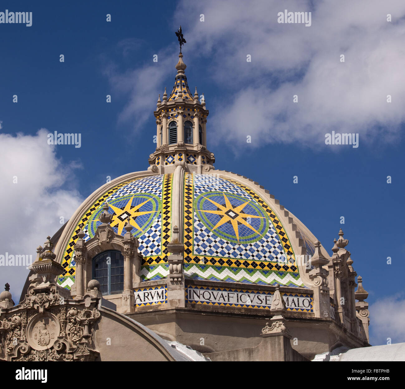 View of the ornatedome on Museum of Man in Balboa Park in San Diego Stock Photo