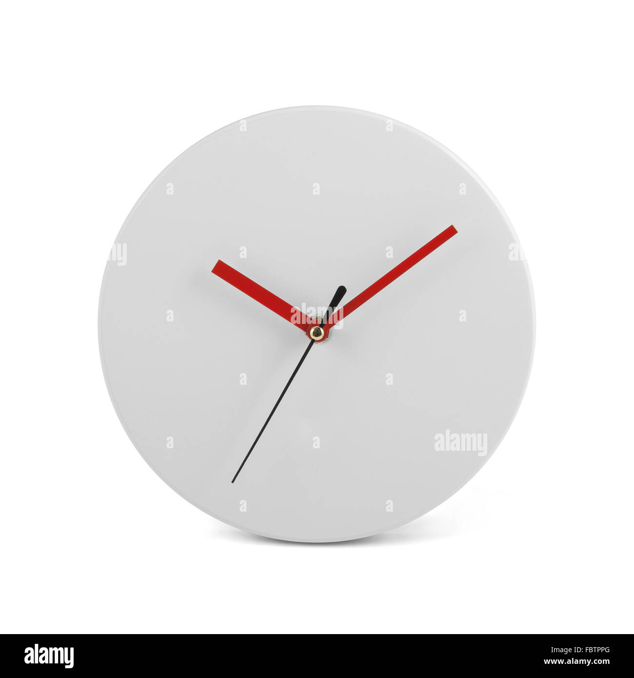 White simple round wall clock - watch isolated on white background ...