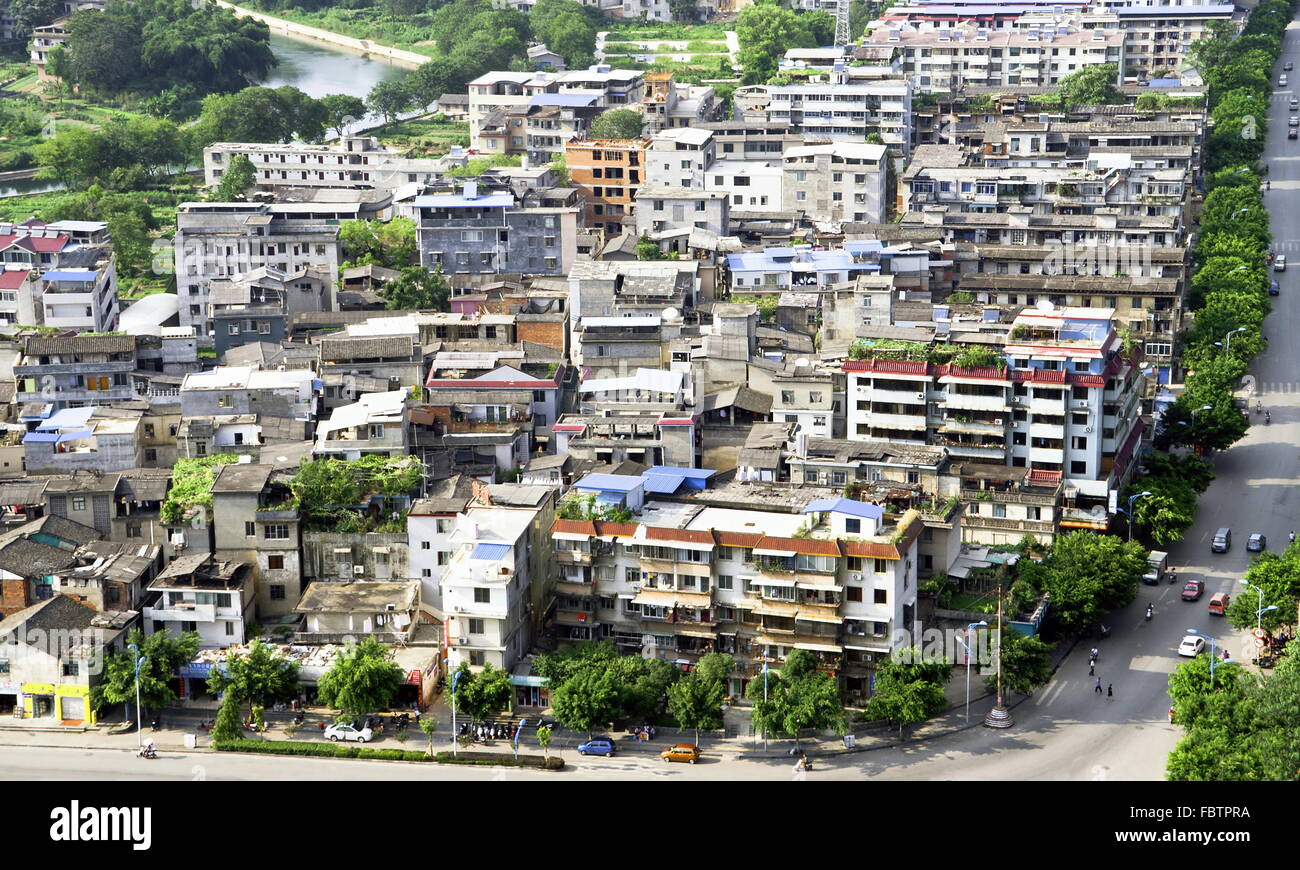 Poor district shantytown in chinese city Stock Photo