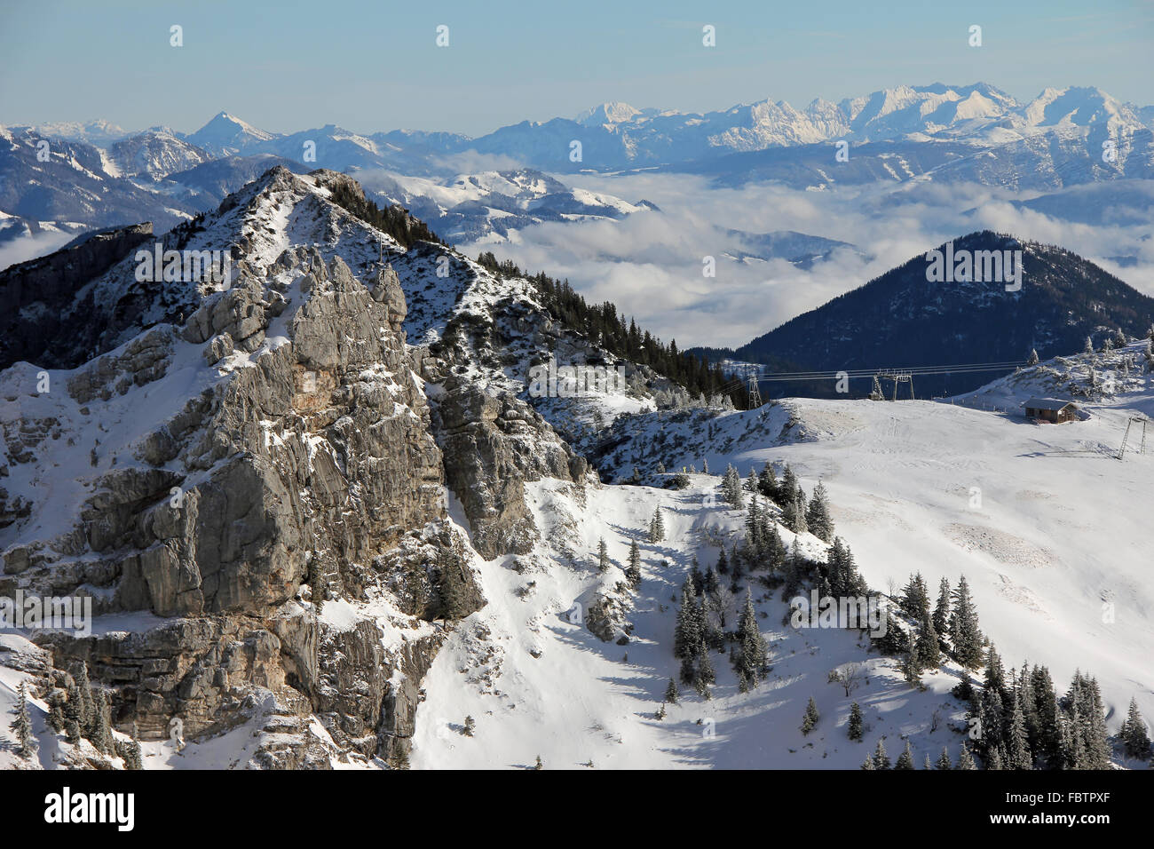 Fog in the Mangfall-Moutains Stock Photo