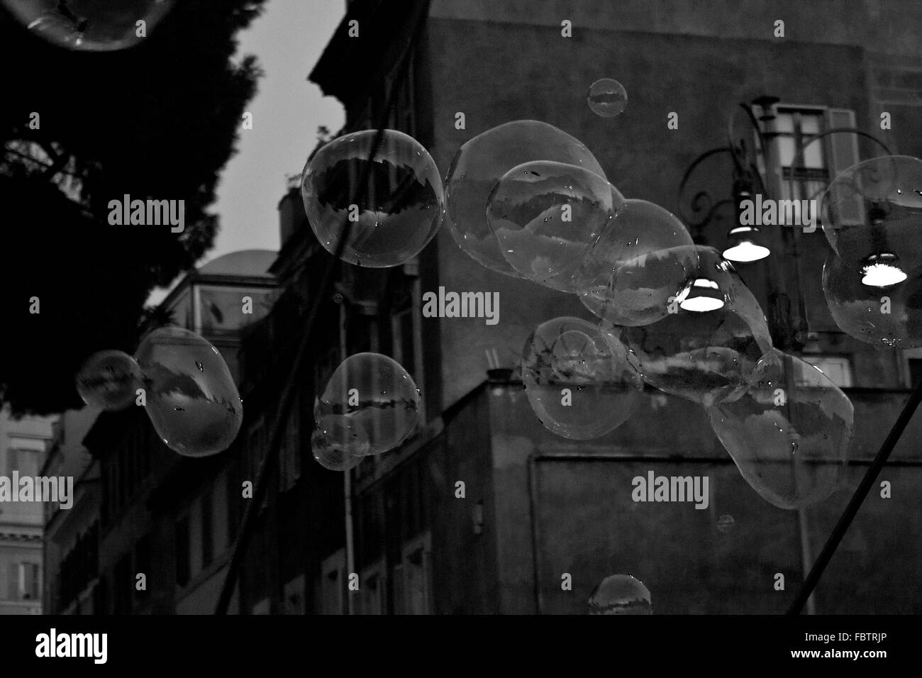 Soap bubble floating isolated Black and White Stock Photos & Images - Alamy