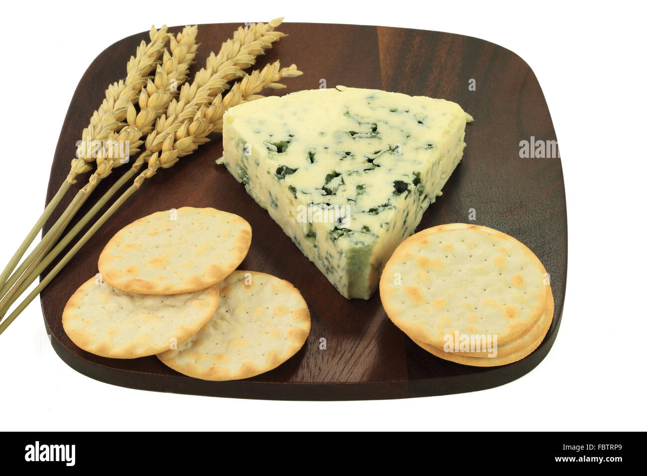 Blue Cheese and Water Crackers. Stock Photo