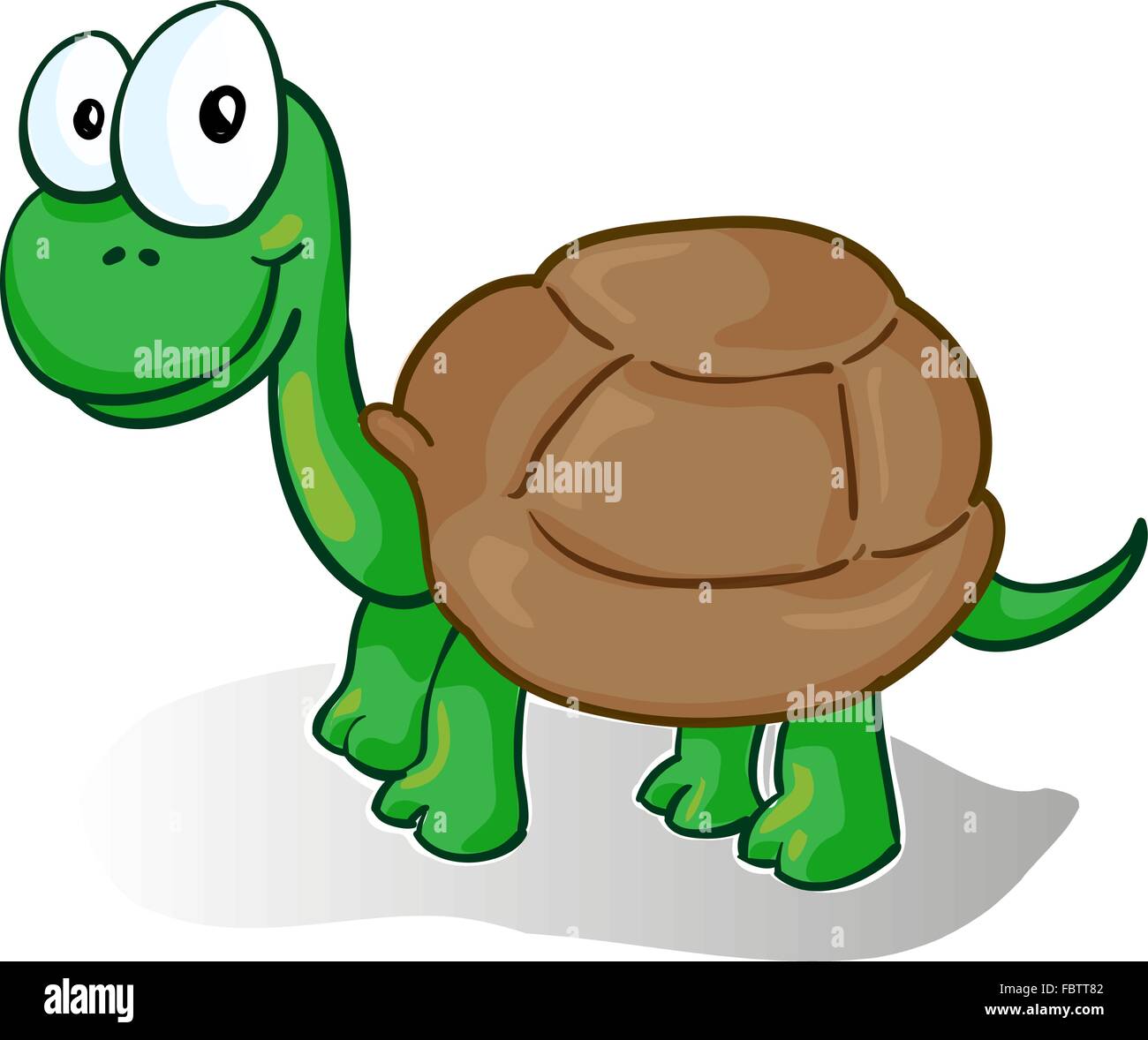 Vector illustration of a smiling cartoon turtle on white background Stock Vector