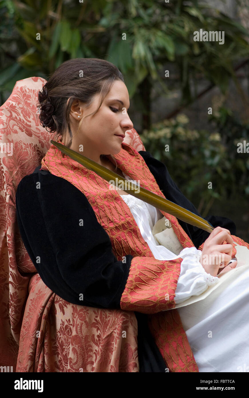 Participant of medieval costume party Stock Photo - Alamy