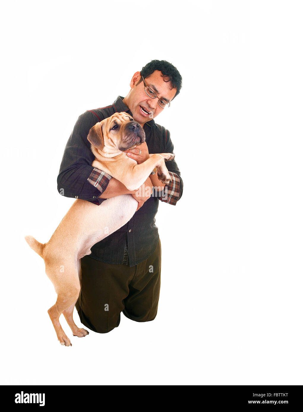 Man loving his dog. Stock Photo