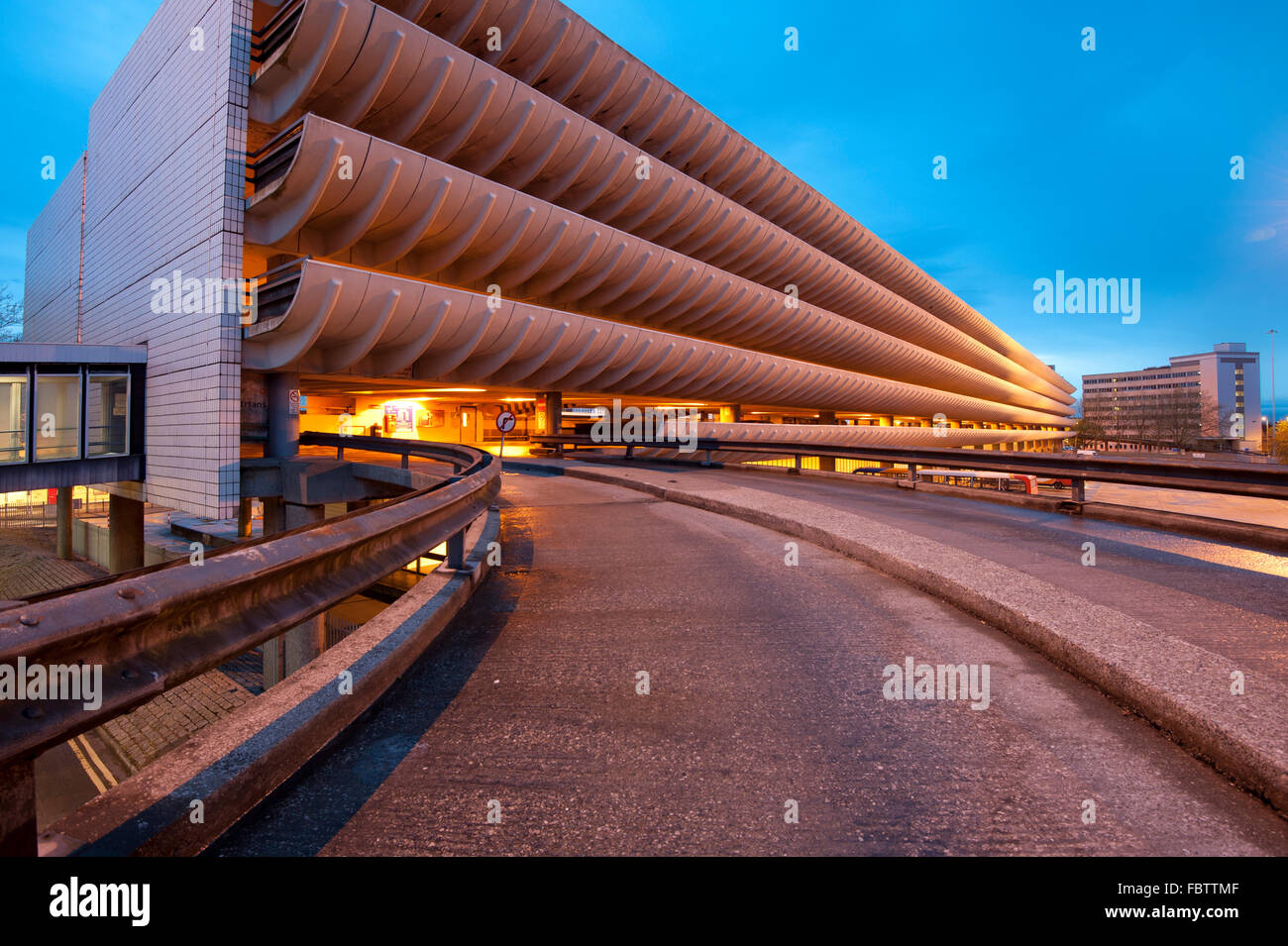 Preston Bus Station has been cited as a great example of the Brutalist architecture style. Stock Photo