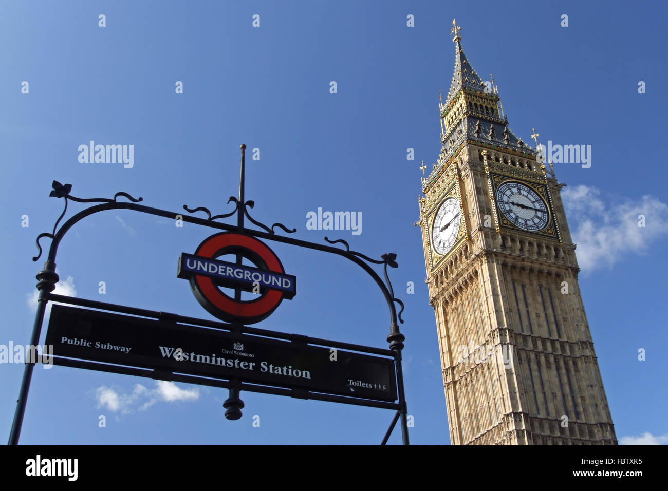 View to Big Ben from Westminster Station Stock Photo