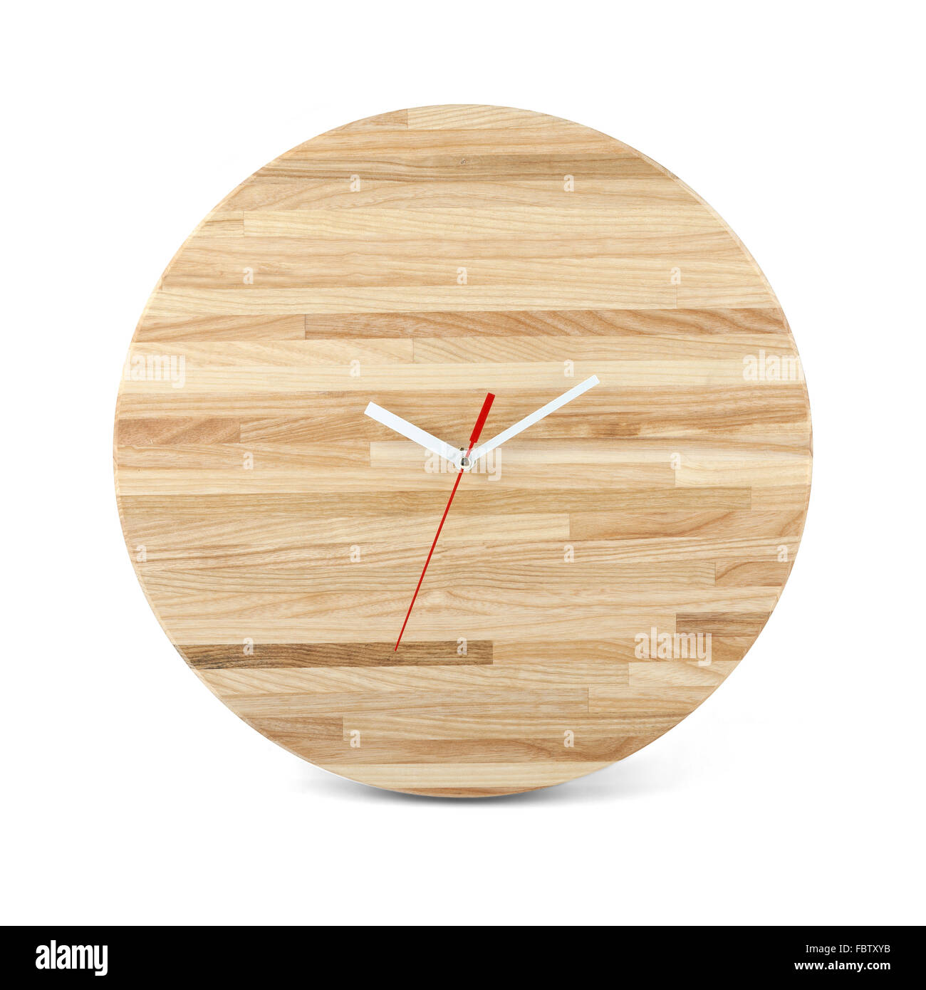 Wooden round wall watch - clock isolated on white background Stock ...