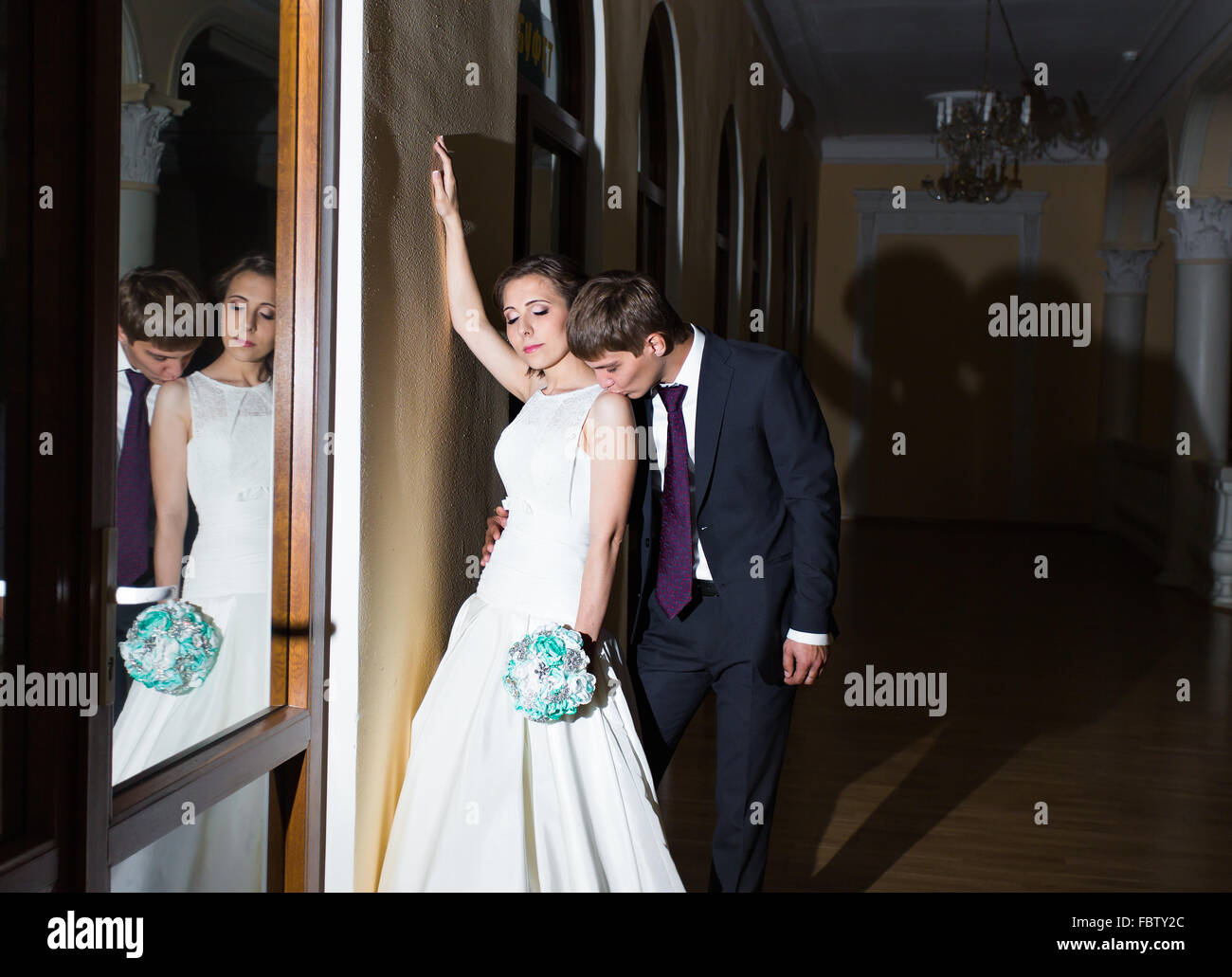 Happy bride and groom on their wedding Stock Photo - Alamy