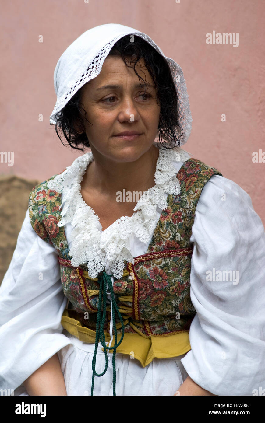 Participant of medieval costume party Stock Photo - Alamy