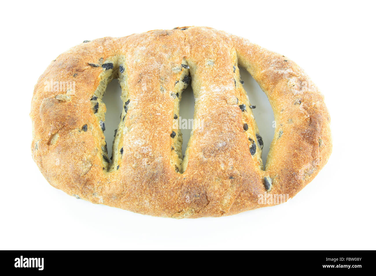 Mediterranean Fougasse Black olive bread Stock Photo Alamy