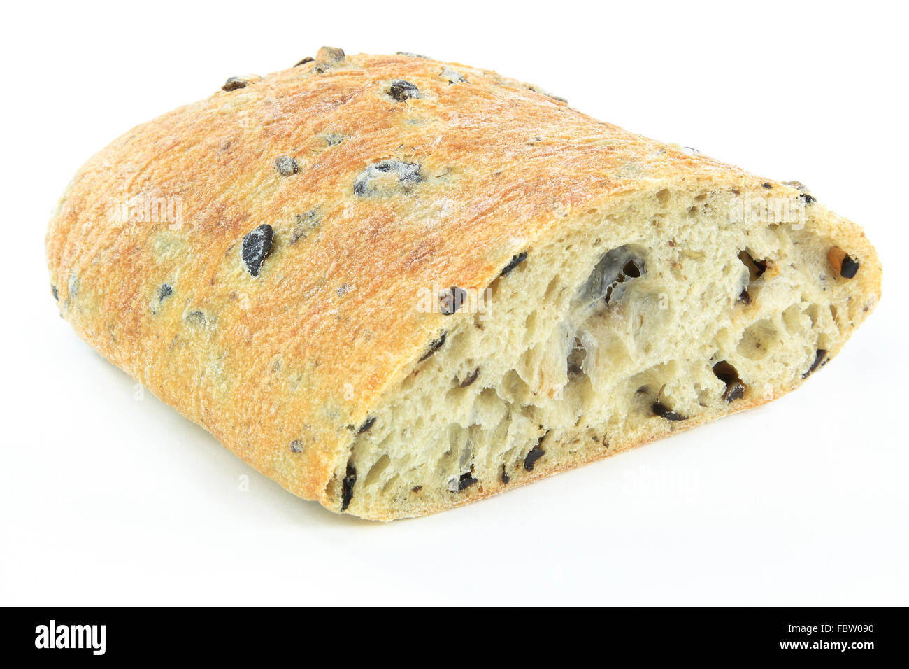 Mediterranean Ciabatta Black olive bread Stock Photo Alamy