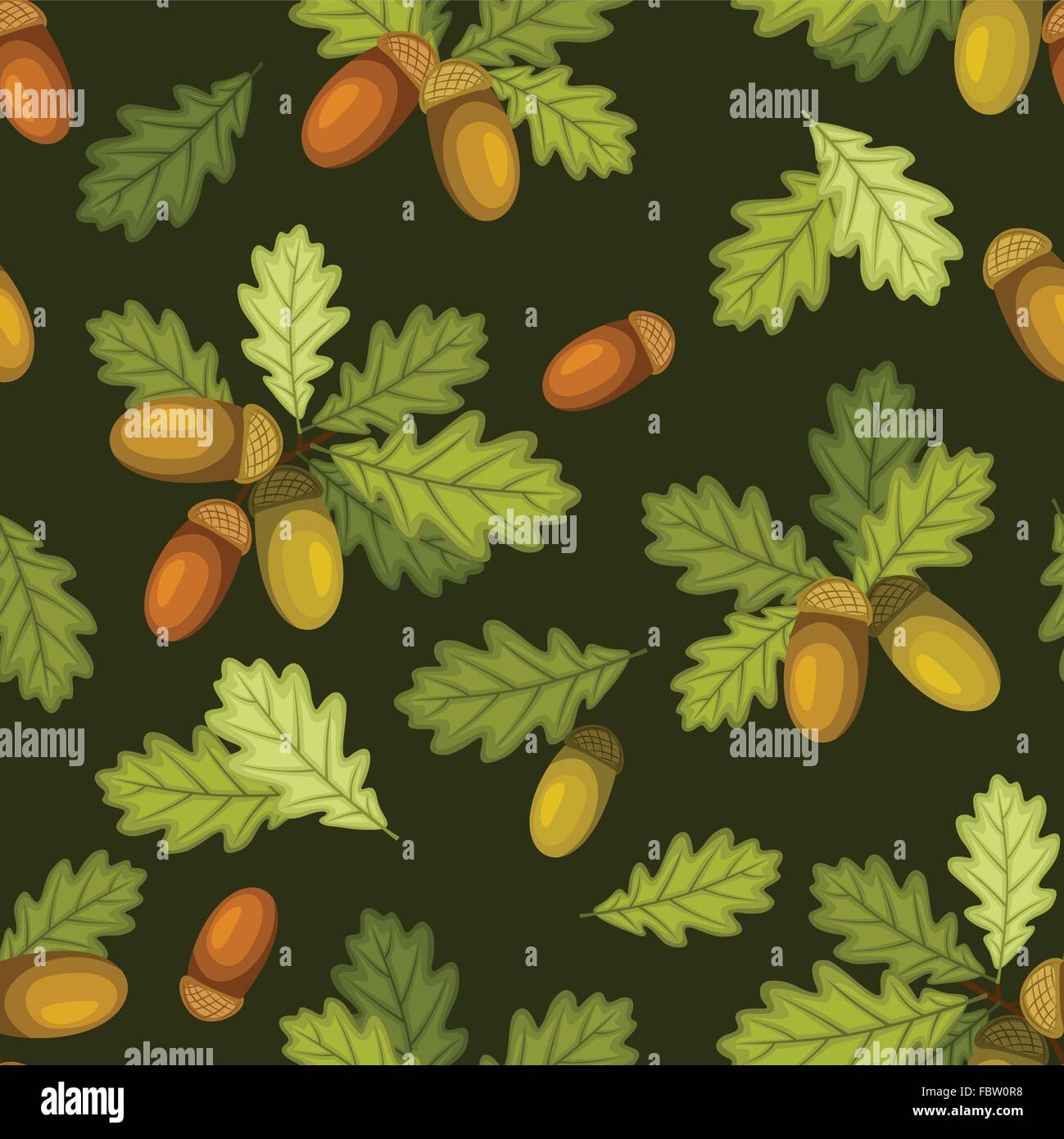 Seamless pattern with acorns and oak leaves. Vector illustration Stock ...