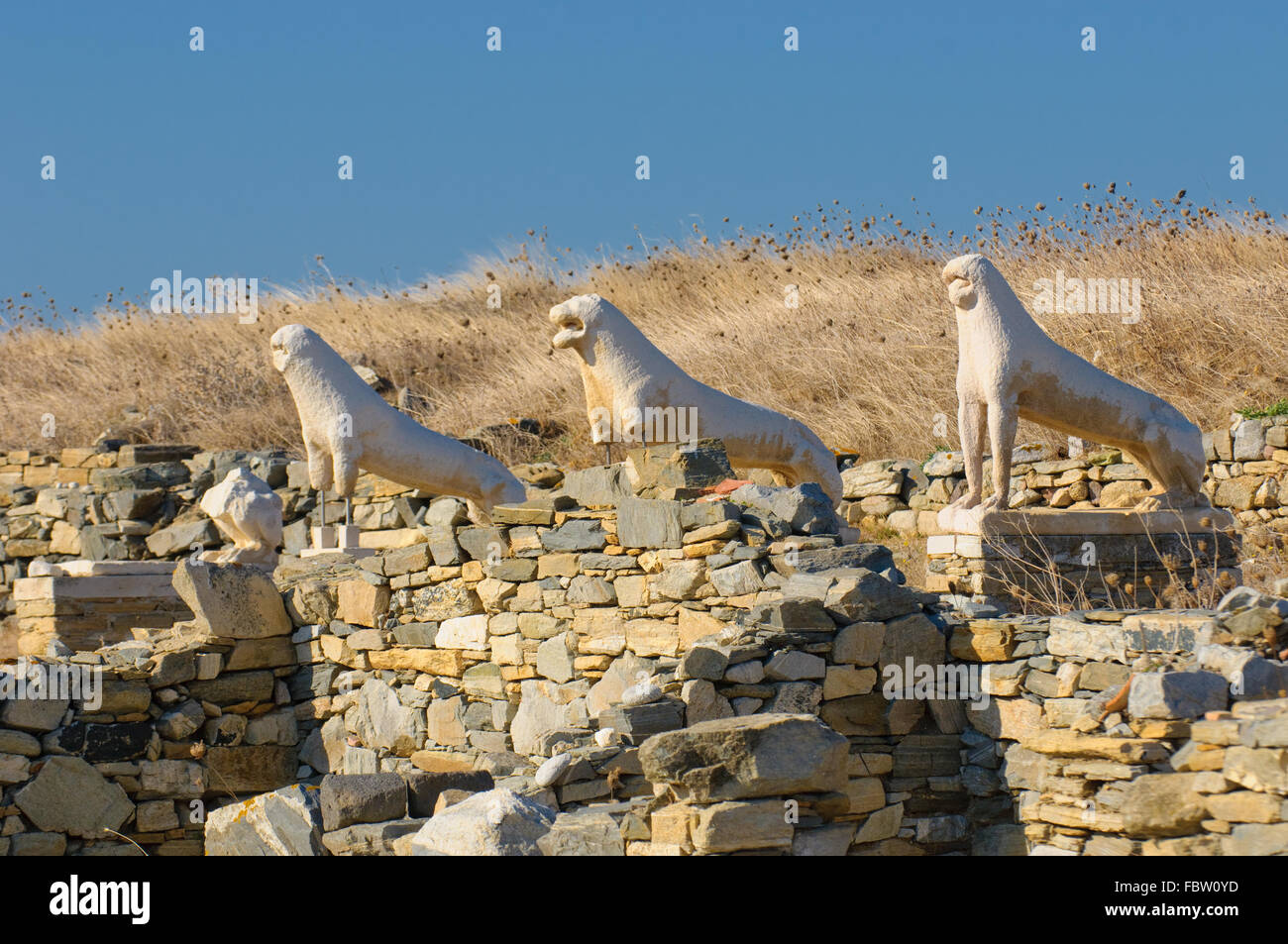 The Terrace of the Lions, Delos island, Greece Stock Photo - Alamy