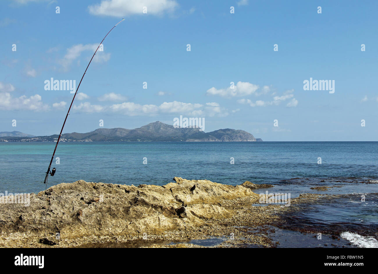 Fishing in Majorca Stock Photo