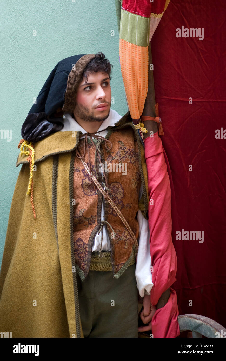 Participant of medieval costume party Stock Photo - Alamy