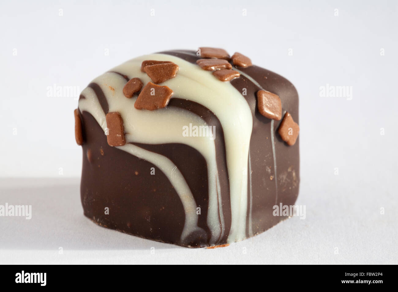 Chocolate Caramel chocolate - Linden Lady luxury handmade chocolates isolated on white background Stock Photo