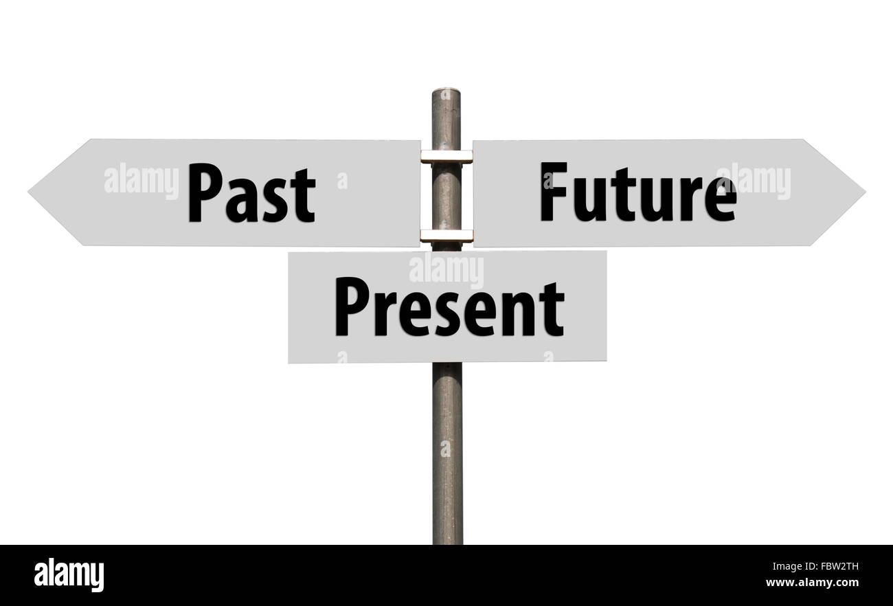 conceptual picture of a signpost with past Stock Photo