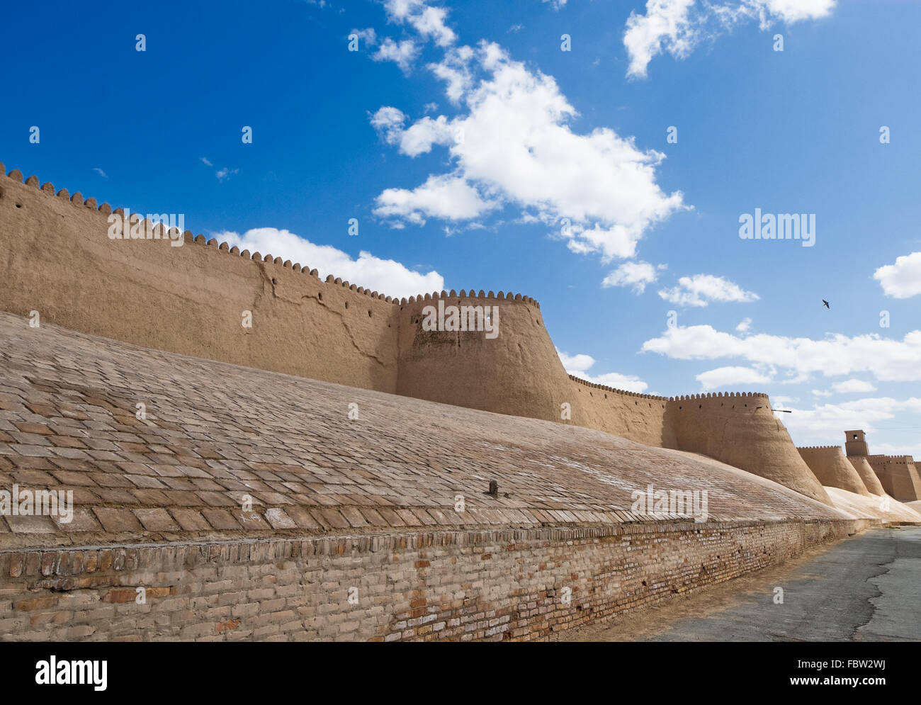 Walls of an ancient city of Khiva, Uzbekistan Stock Photo