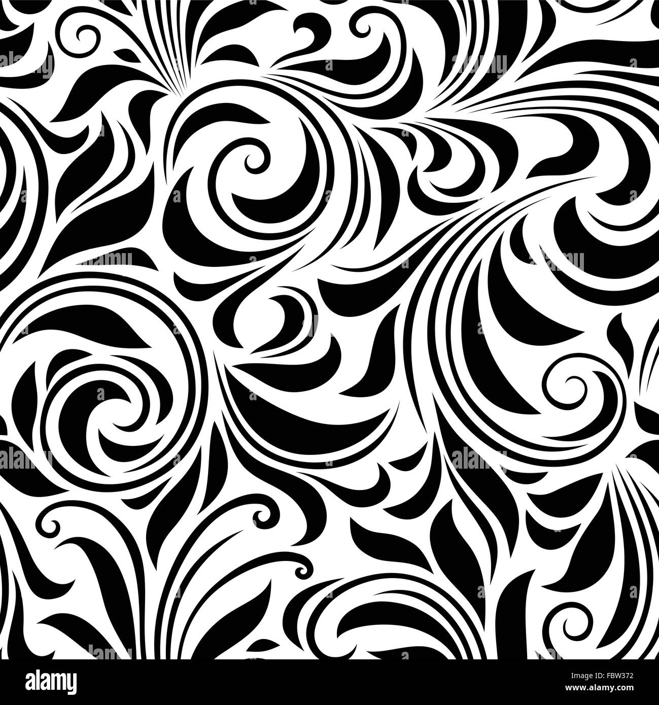 Vintage seamless black and white floral pattern. Vector illustration. Stock Vector