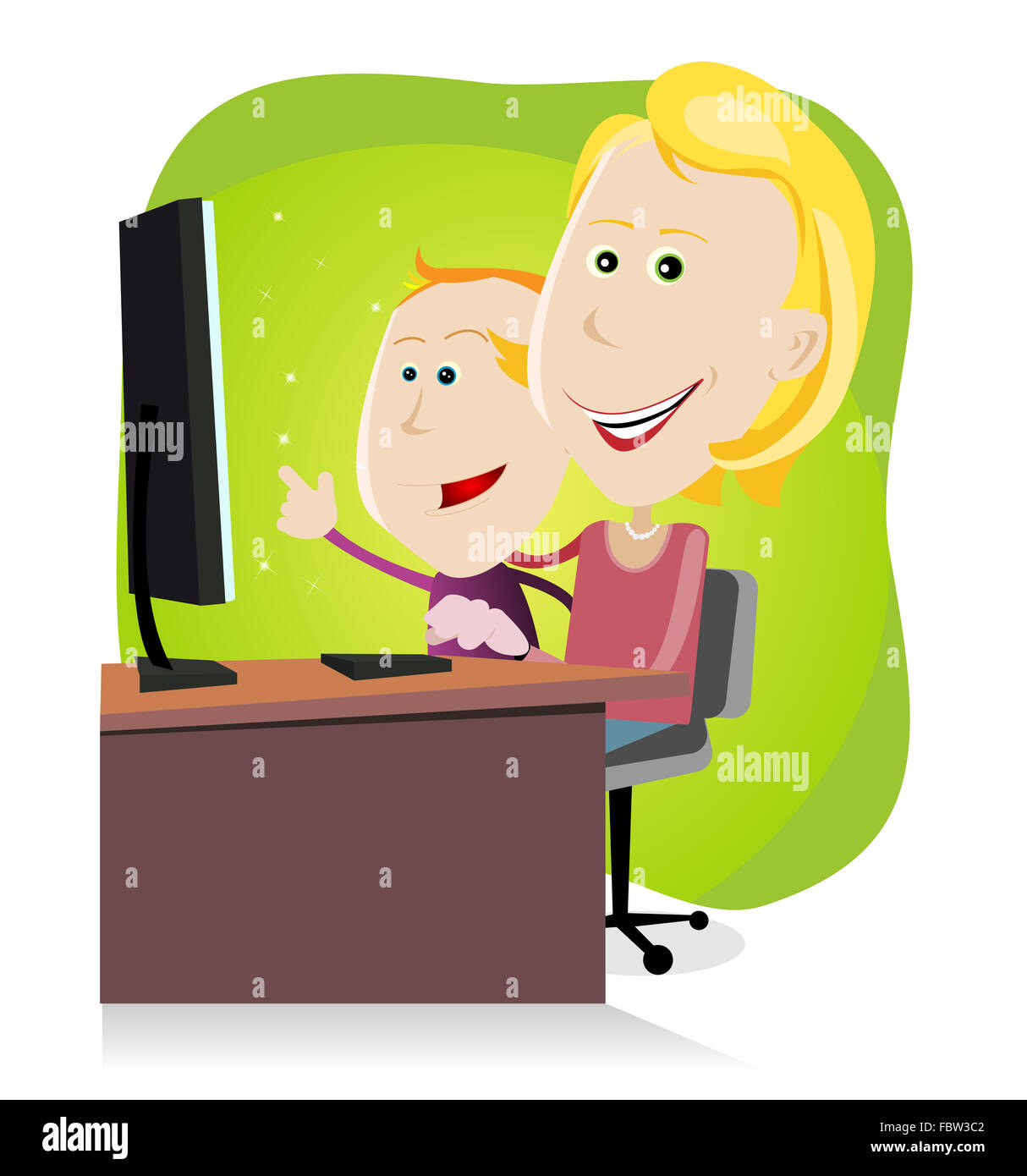 Mom and son surfing on the net Stock Photo