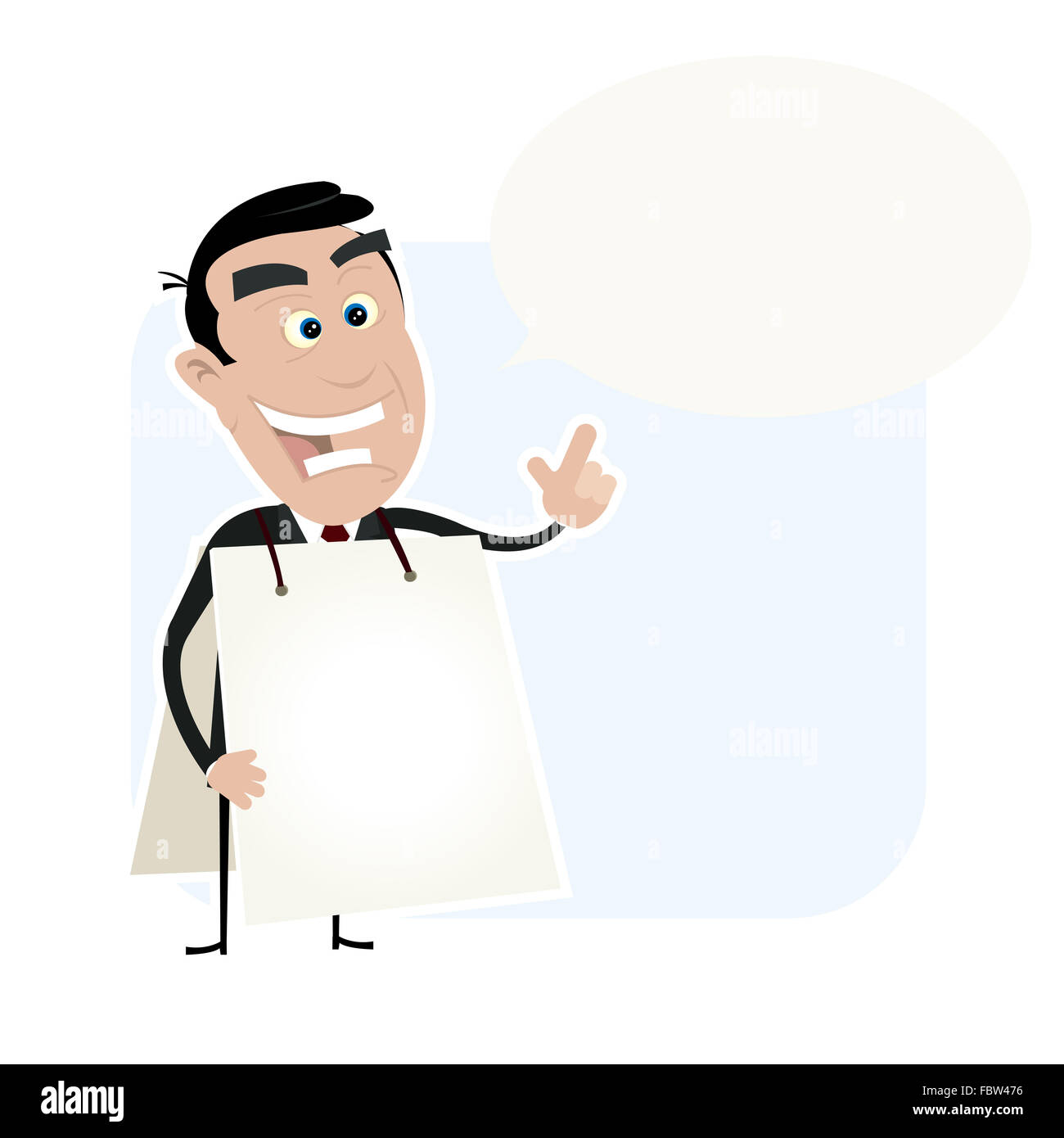 White Business Man Holding A Sandwich Board Stock Photo