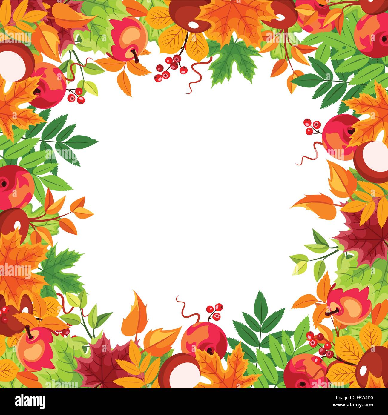 Frame with autumn colorful leaves. Vector illustration Stock Vector ...