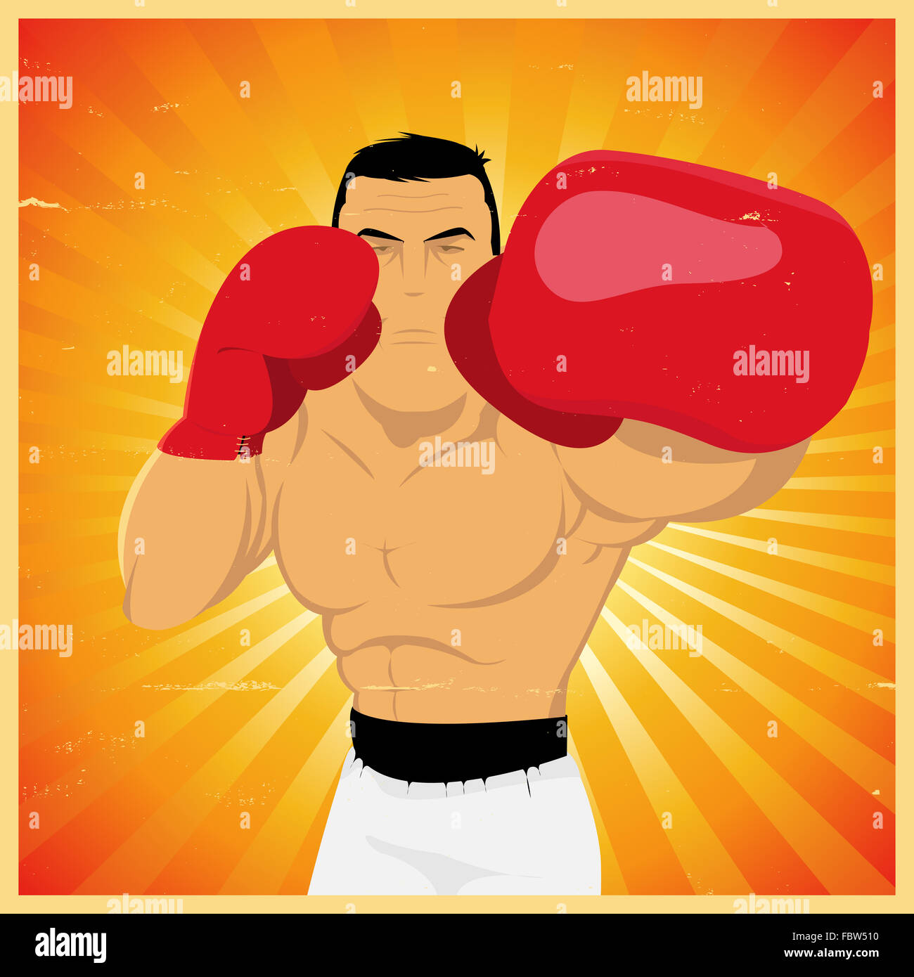 Left Jab - Grunge Boxer Poster Stock Photo