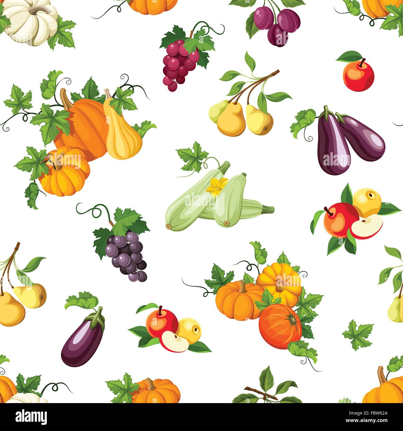 Seamless pattern with various vegetables and fruits. Vector ...
