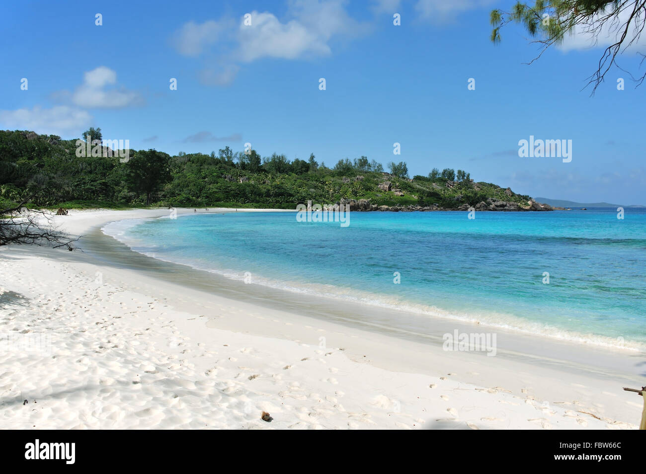 Sunny Beach Anse Cocos Seychelles Stock Photo