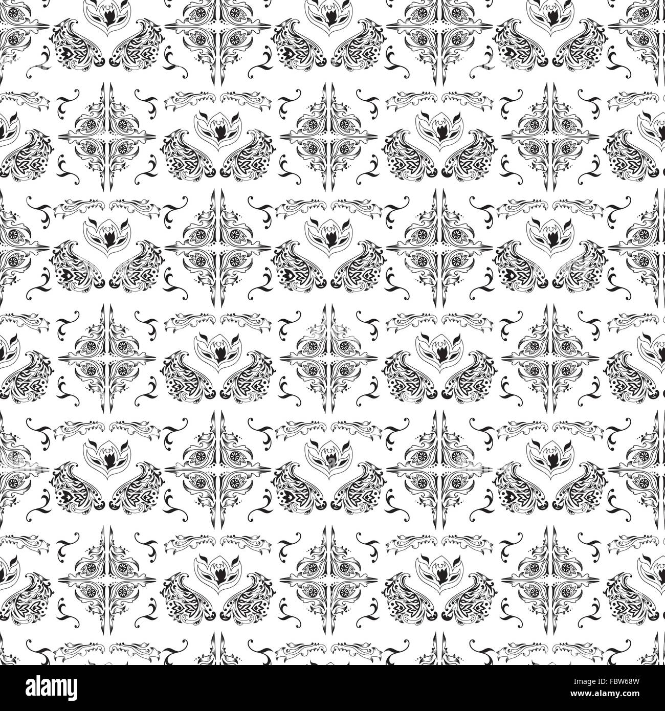 Black and white abstract seamless background with arabic motifs Stock ...