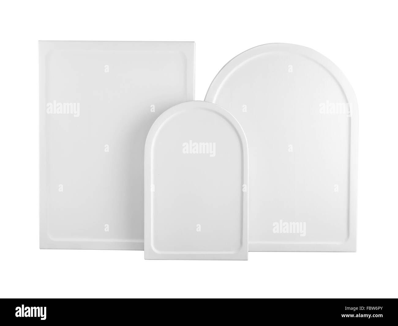 Prepared white wood panel for icon painting - blank isolated on white Stock Photo