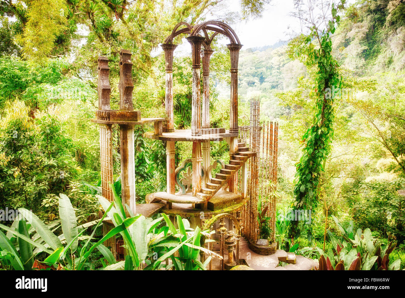 Staircase to Heaven in the surreal garden of Las Pozas near Xilitla, Mexico. Stock Photo