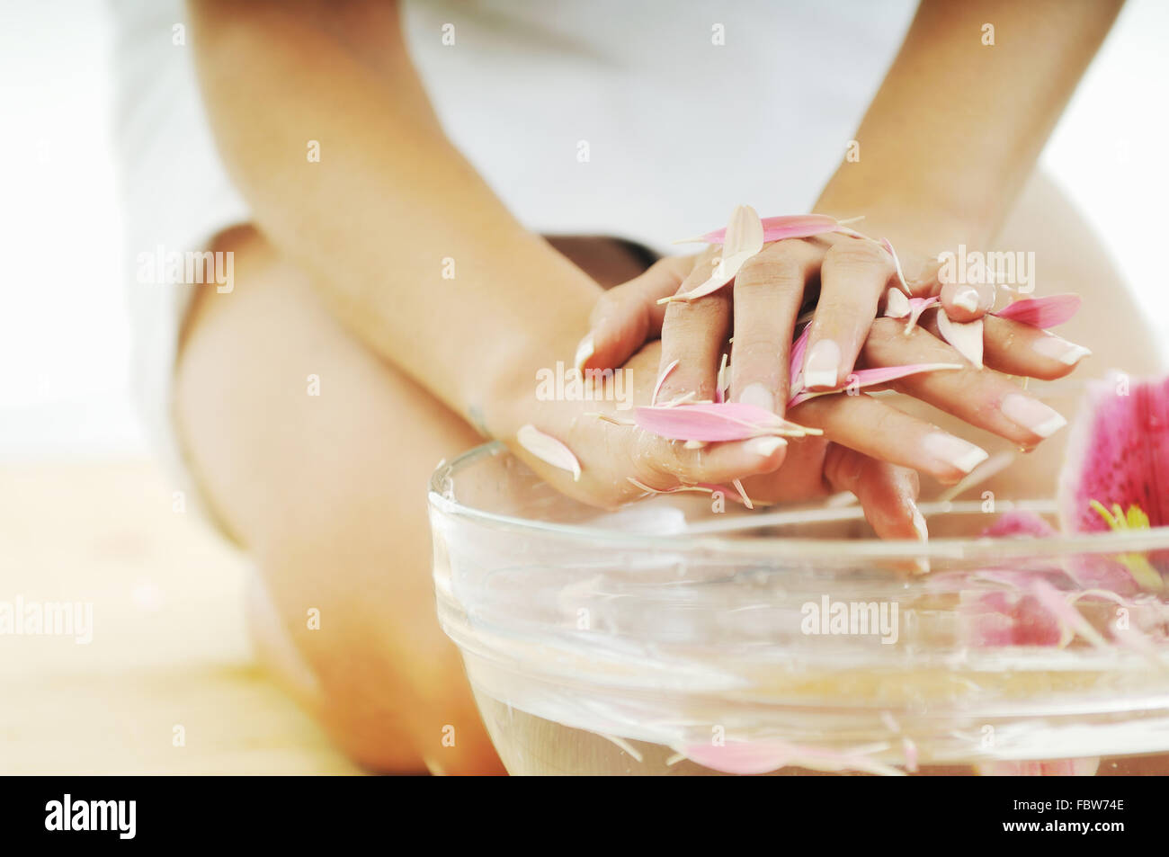 hand spa and beauty treatment with aroma and flowers in water Stock ...