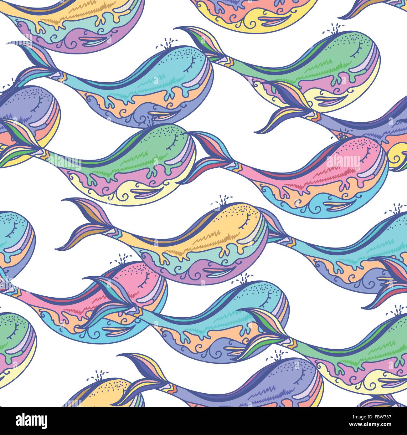 Colorful sea seamless pattern with ocean whales Stock Vector Image ...