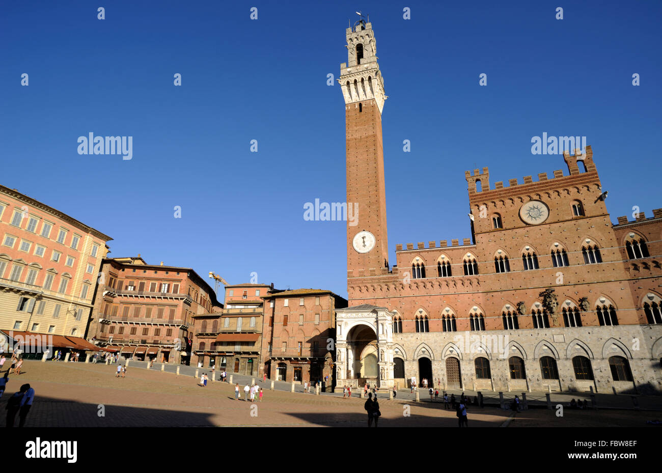 Italy, Tuscany, Siena, Piazza del Campo, Palazzo Pubblico Stock Photo