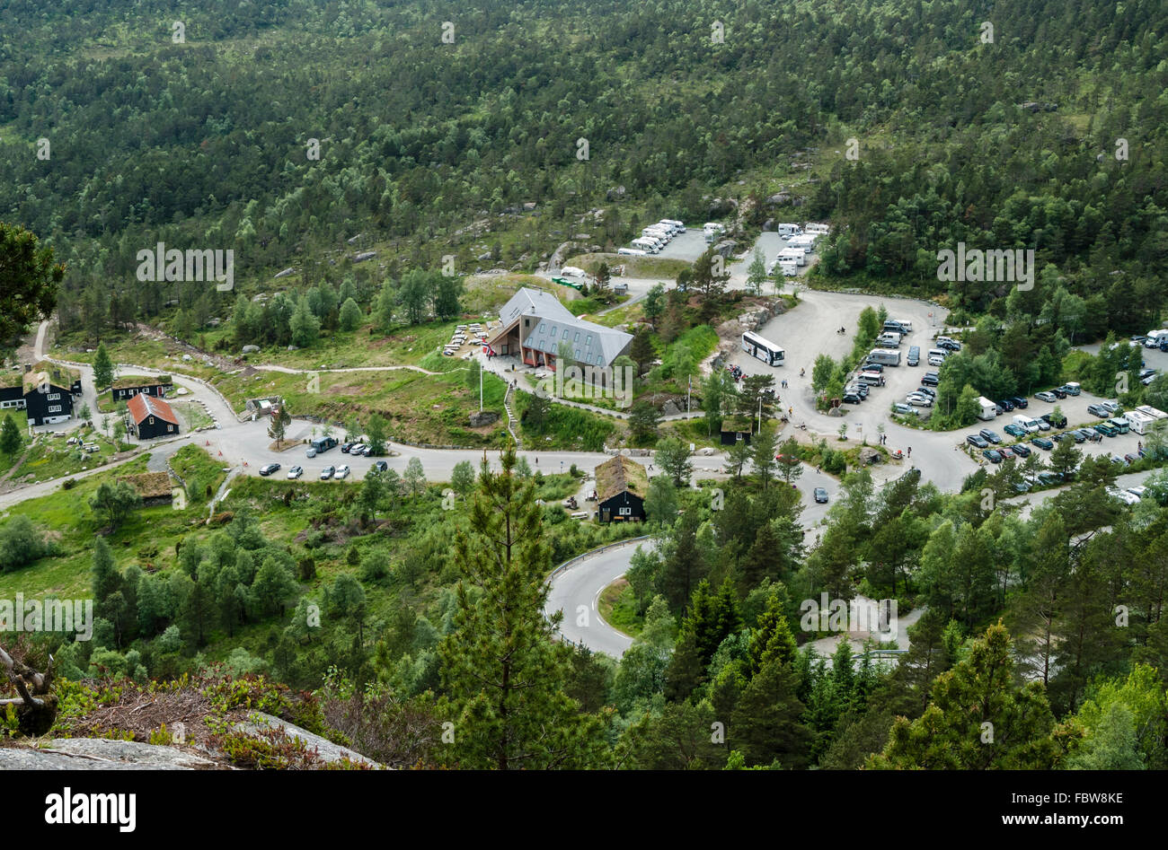 Prekestolhytta, parking lot and starting point for walk to Prekestolen, near Stavanger