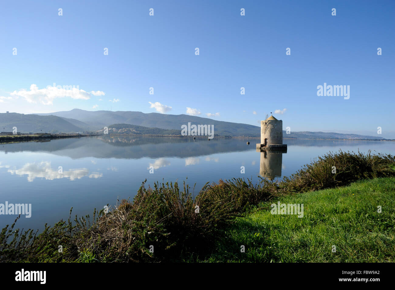 italy, tuscany, argentario, orbetello, lagoon, ancient windmill Stock Photo