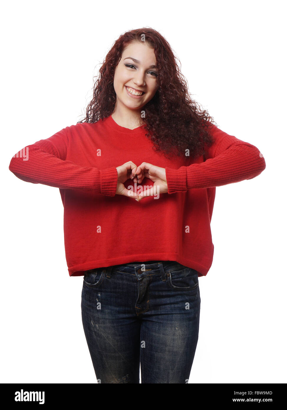 girl making heart shape with her hands Stock Photo - Alamy
