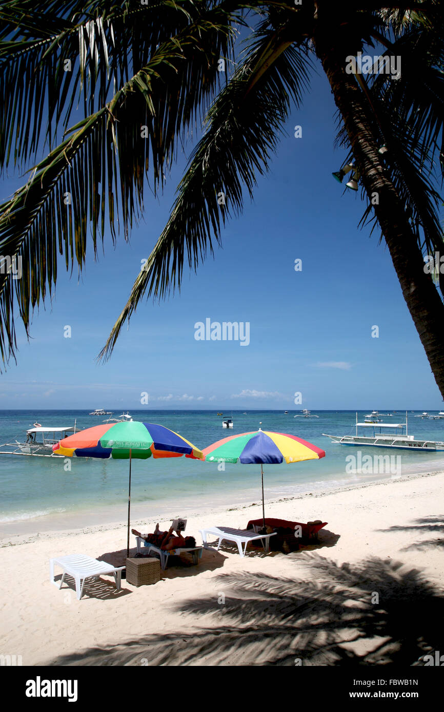 Philippines Bohol Alona Beach Beatiful beach on the island of Panglao, which is linked to the main island of Bohol by two bridge Stock Photo