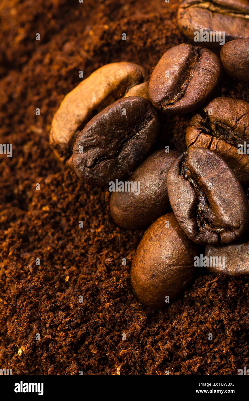 Coffee beans and powder Stock Photo